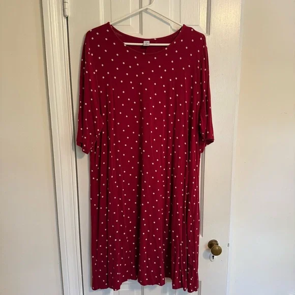 red polka dot swing dress Red Polka Dot V-Neck Swing Dress